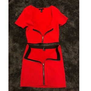 🍒Zip Front Ribbed Top&Skirt Set🍒